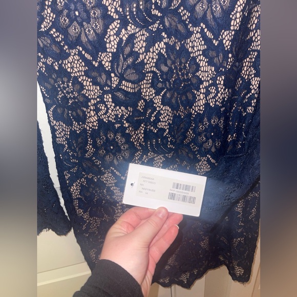 NWT JVN BY JOVANI NAVY BLUE/TAN COCKTAIL DRESS - Picture 6 of 9